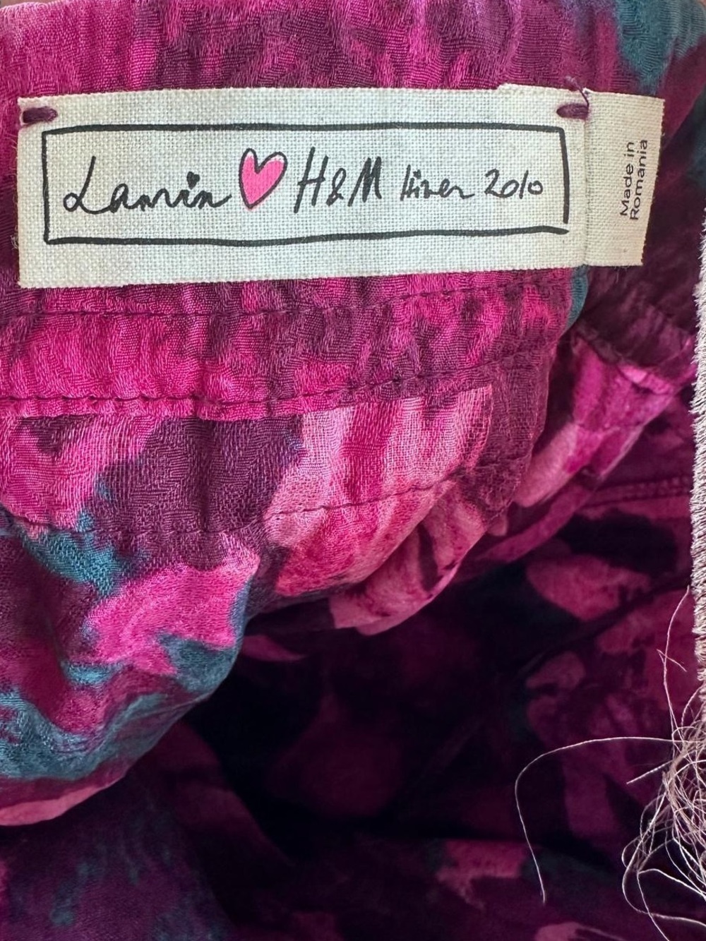 H&M by Lanvin Floral Strapless Ruffled Dress in Magenta and Teal - Picture 4 of 6